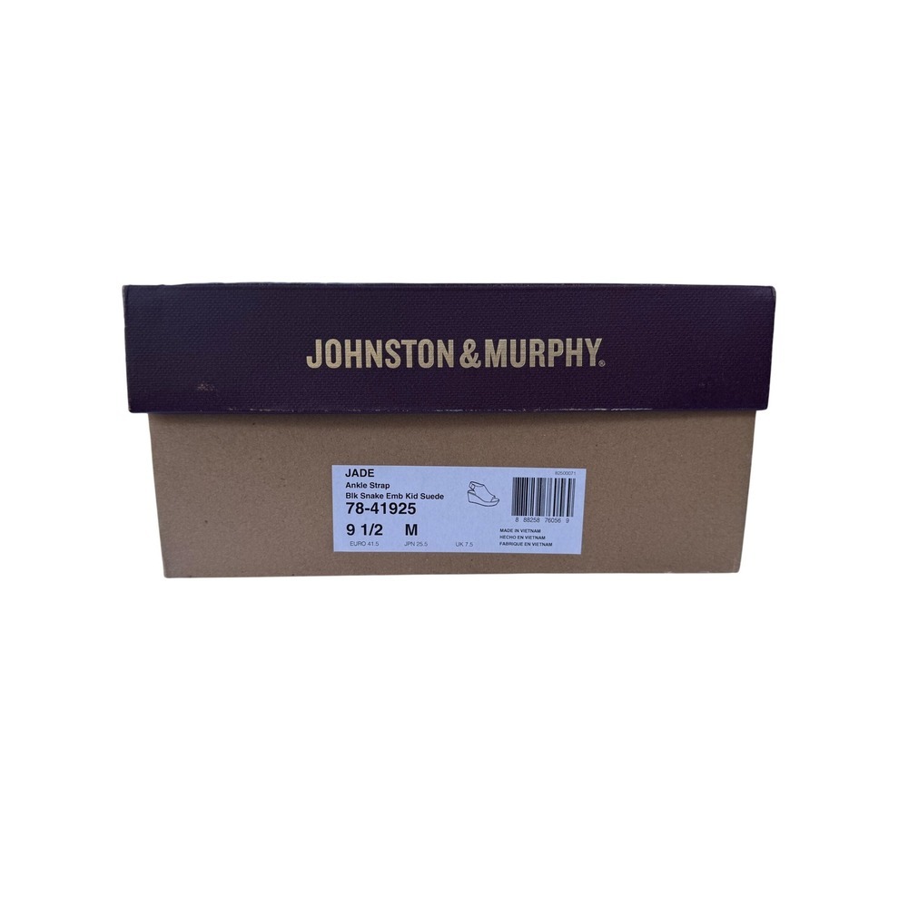 NWT Johnston & Murphy Jade Wedge Sandals, Black Snake Print Cork Wedge, Size 9 - Picture 10 of 10